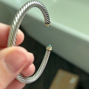 Cable Classics Bracelet in Sterling Silver with Blue Topaz and 14K Yellow Gold